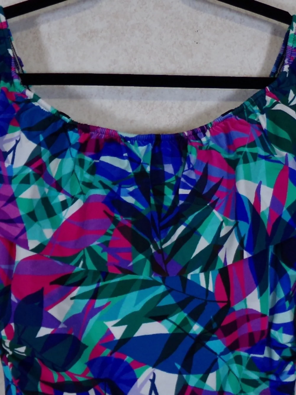 SOLD Swim Solutions Multi Off Shoulder With or W/O Straps 1 PC,Elastic Neck Sz14 - Picture 2 of 13